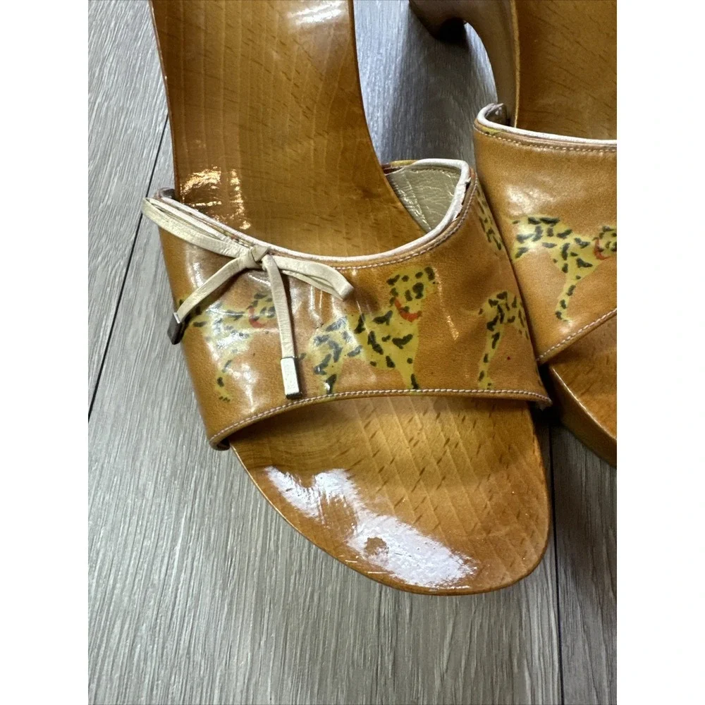 Stuart Weitzman Dalmatian‎ Shoe Sandals 8.5 Wooden Heel 4
